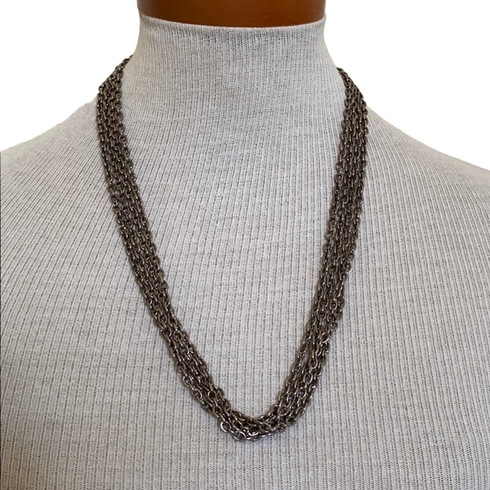 Silvertone multi layered chain necklace